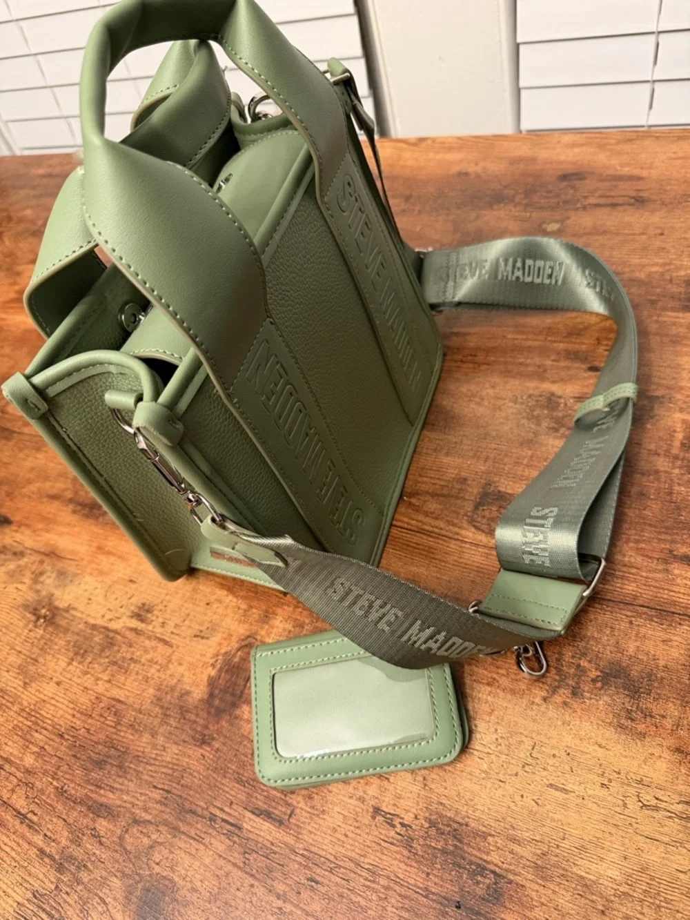 Steve Madden Sage Green Mini Tote with Matching Card Case - Picture 8 of 9